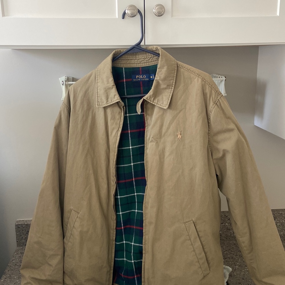 Lightly Worn Polo Ralph Lauren Beige Flannel-Lined Jacket